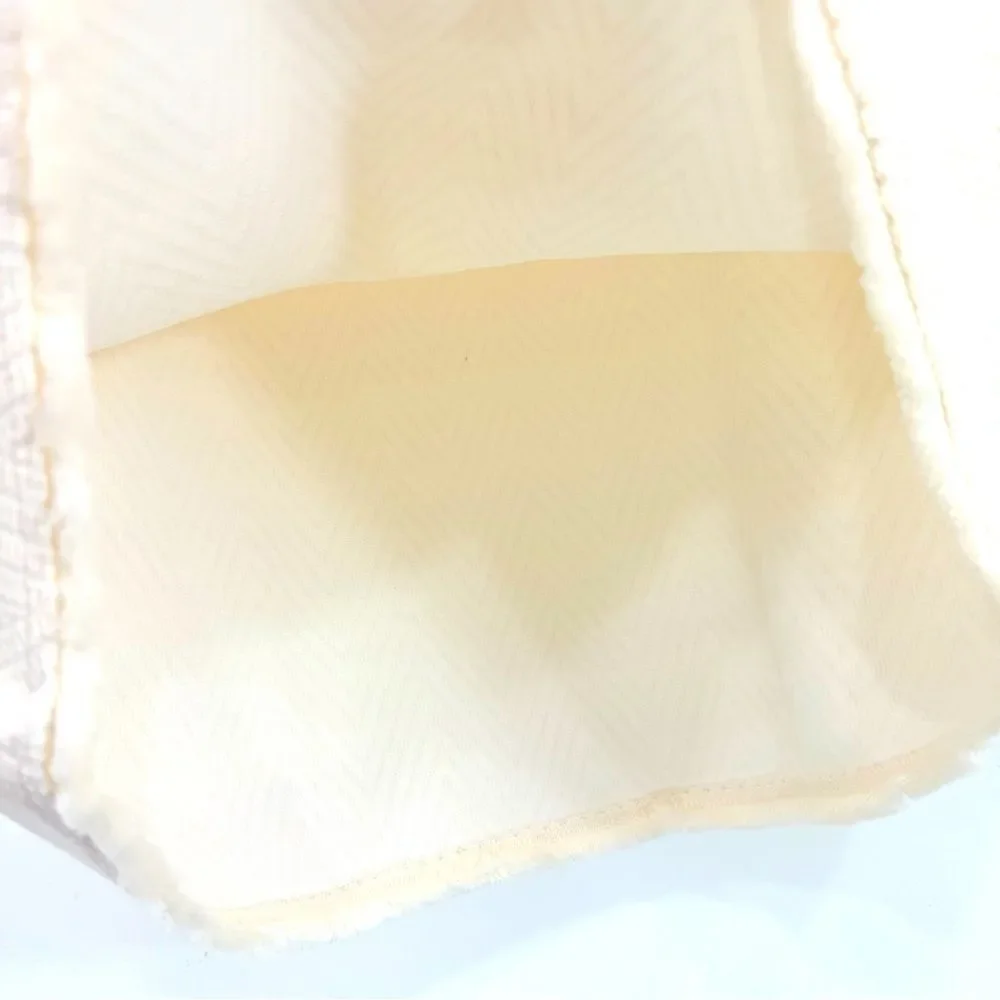 LOFT Cream Zigzag Textured Jacquard Frayed Hem Mini Pencil Skirt
